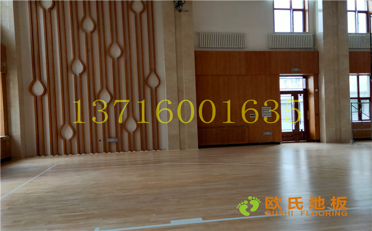 黑龍江雙鴨山籃球館實木運動地板案例—歐氏實木運動地板廠家